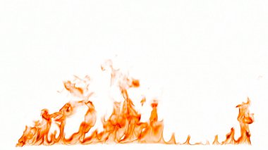 Beyaz arkaplanda yangın alevleri izole edildi.