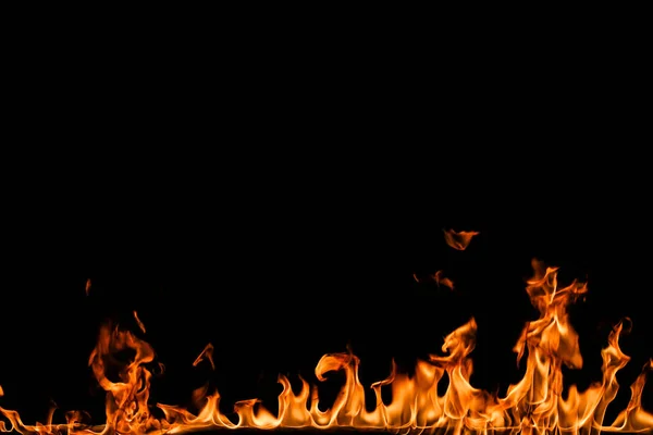 Fire flames on black background. — Stock Photo, Image