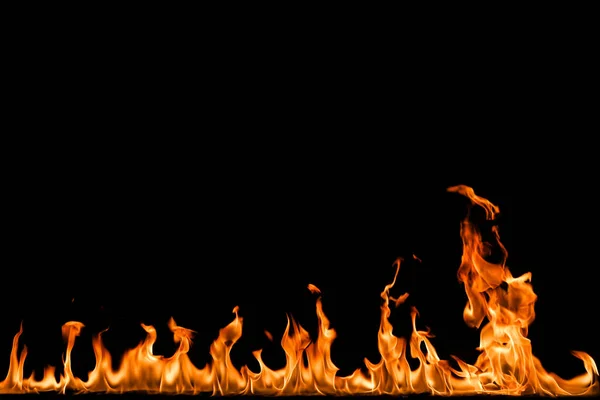 Fire flames on black background. — Stock Photo, Image