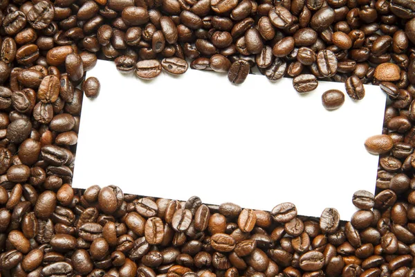Kaffebönor med plats för text, bakgrund eller annan yta. — Stockfoto