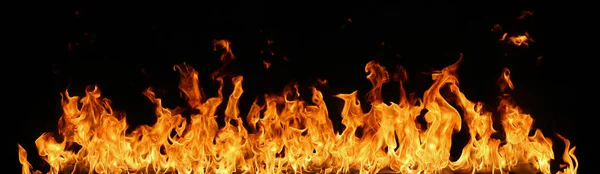 Fire flames on black background. — Stock Photo, Image