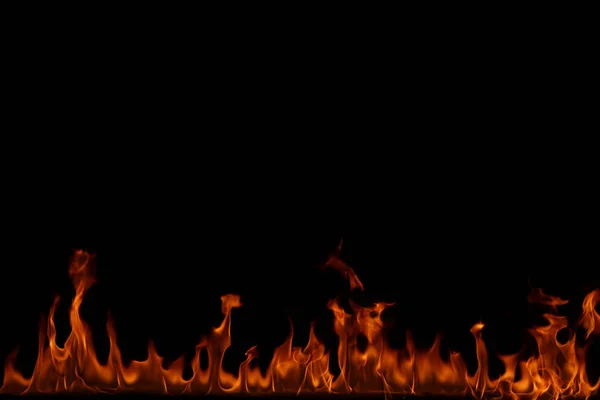 Fire flames on black background. — Stock Photo, Image