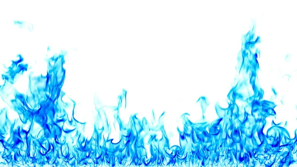 Flamme bleue sur fond blanc . — Photo