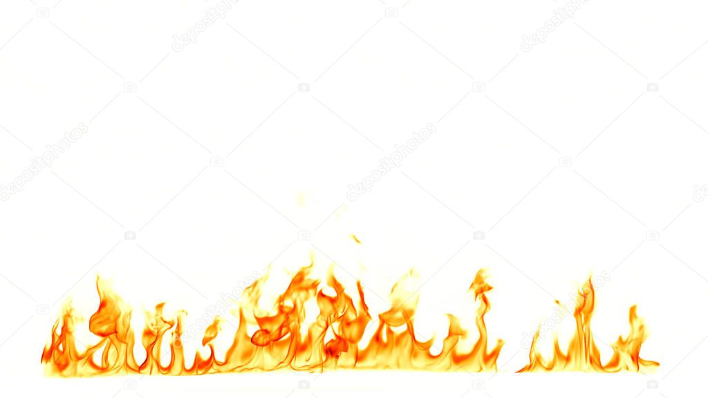 Fire flames isolated on white background.