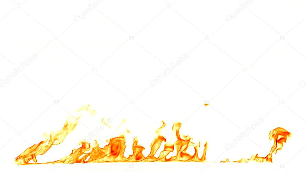 Fire flames isolated on white background.