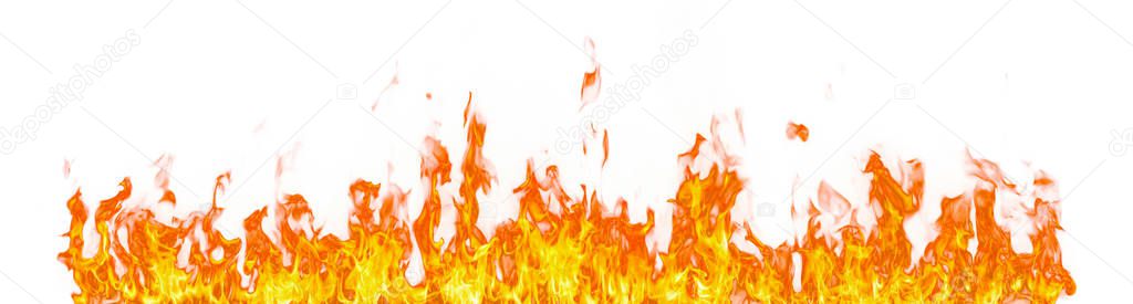 Fire flames isolated on white background.