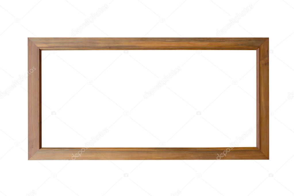 Isolated wood frame on a white background.