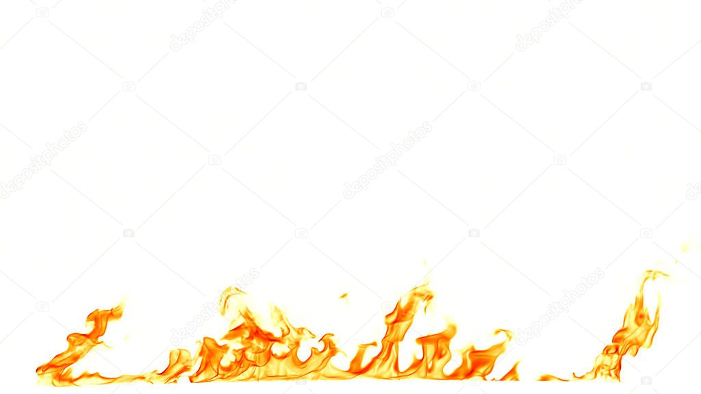 Fire flames isolated on white background.