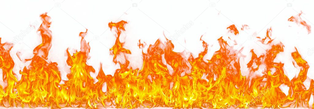 Fire flames isolated on white background.