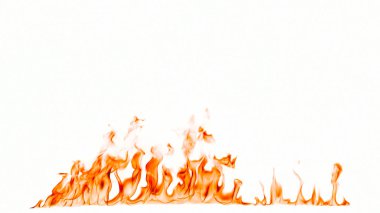 Beyaz arkaplanda yangın alevleri izole edildi.