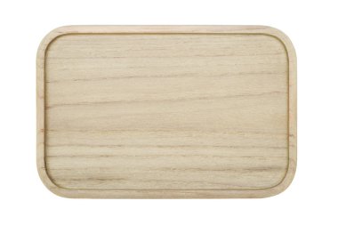 beyaz arka plan üzerinde izole ahşap plaka üst görünümü.