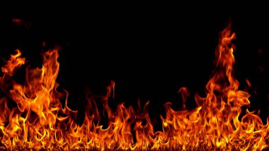 alevler siyah arkaplanda.