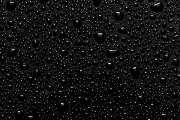 Kapky vody na černou — Stock fotografie