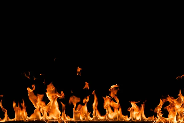 Fire flames on black background. — Stock Photo, Image