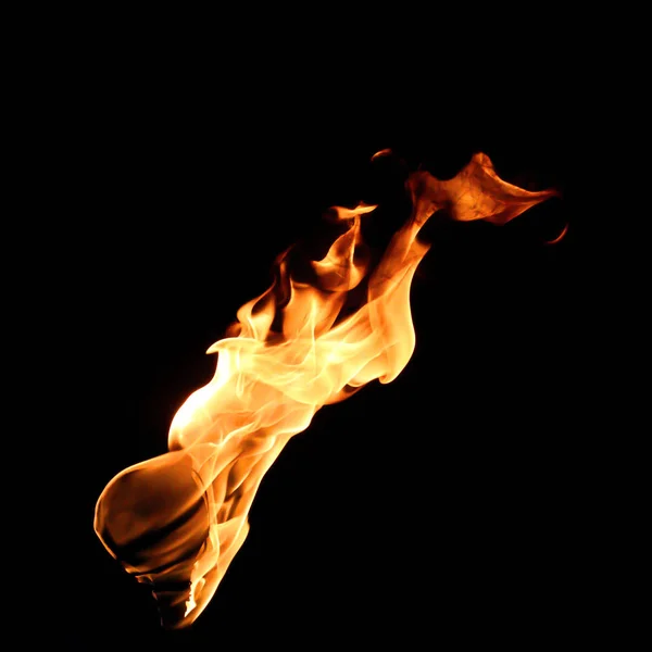 Fire flame isolated on black background — Stock Photo, Image