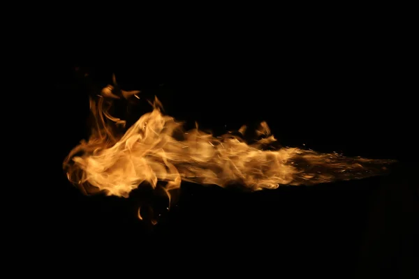 Fire flames on black background. — Stock Photo, Image