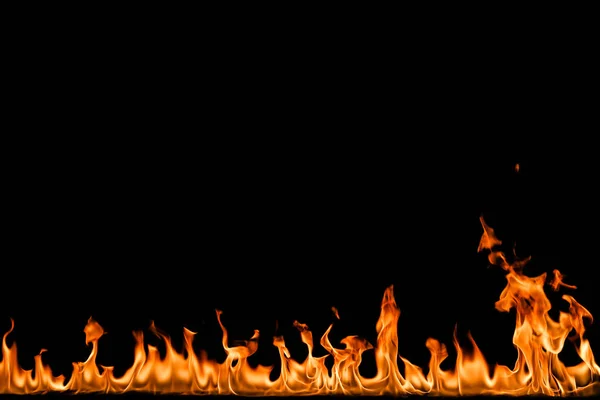 Fire flames on black background. — Stock Photo, Image