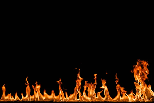 Fire flames on black background. — Stock Photo, Image