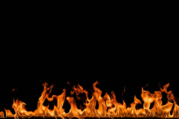 Fire flames on black background. — Stock Photo, Image