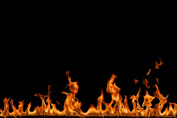 Fire flames on black background. — Stock Photo, Image