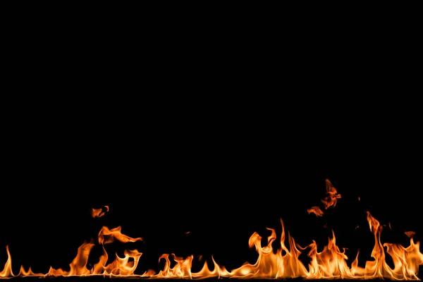 Fire flames on black background. — Stock Photo, Image