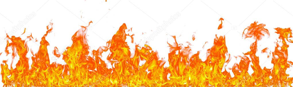 Fire flames isolated on white background.