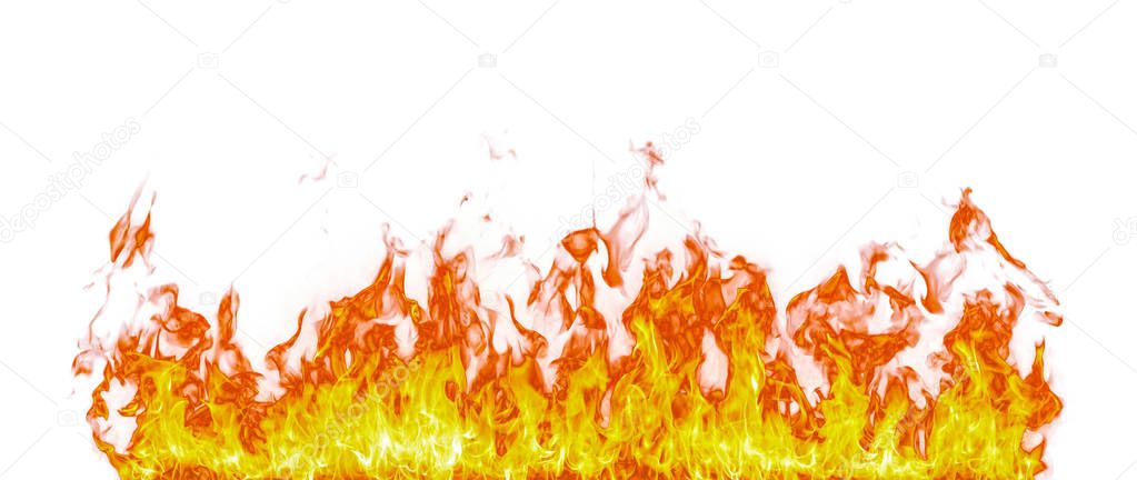 Fire flames isolated on white background.