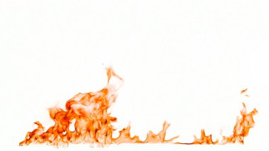 Beyaz arkaplanda yangın alevleri izole edildi.