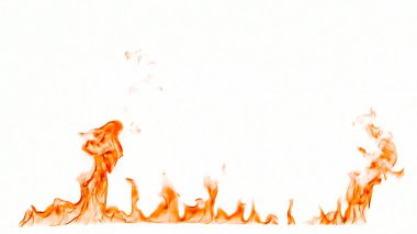 Beyaz arkaplanda yangın alevleri izole edildi.