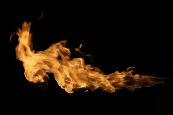 Fire flames on black background. — Stock Photo, Image