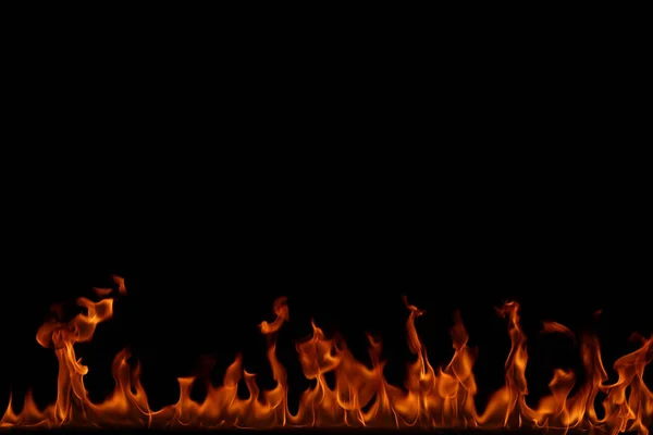 Fire flames on black background. — Stock Photo, Image