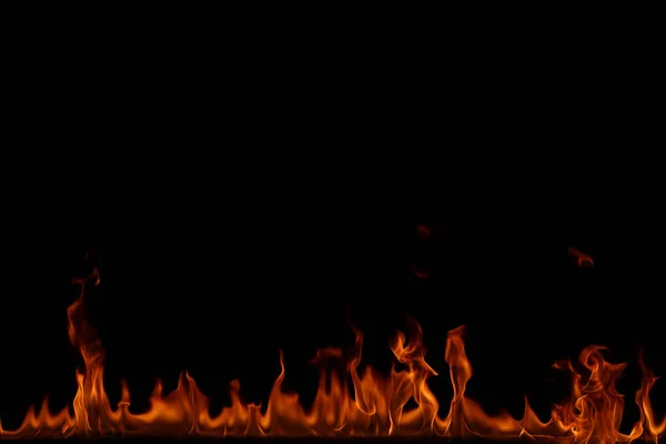 Fire flames on black background. — Stock Photo, Image