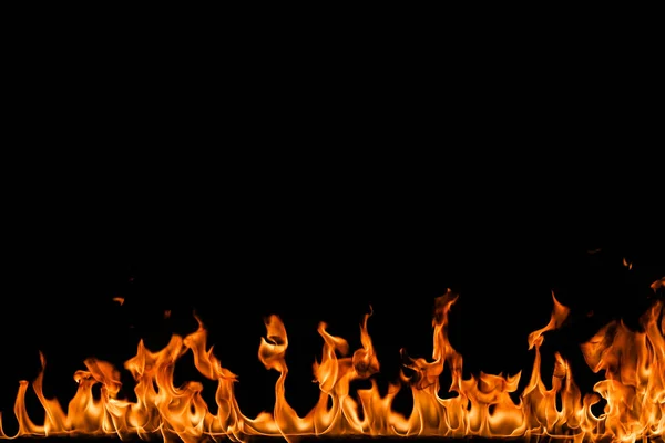 Fire flames on black background. — Stock Photo, Image