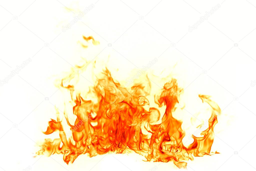 Fire flames isolated on white background.