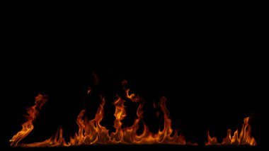 Siyah arka plan üzerinde Yangın alevlerin closeup