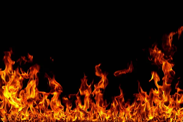 Close Fire Flames Black Fone — стоковое фото