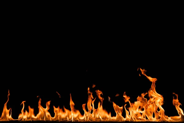 Nahaufnahme Von Flammen Auf Schwarzem Hintergrund — Stockfoto