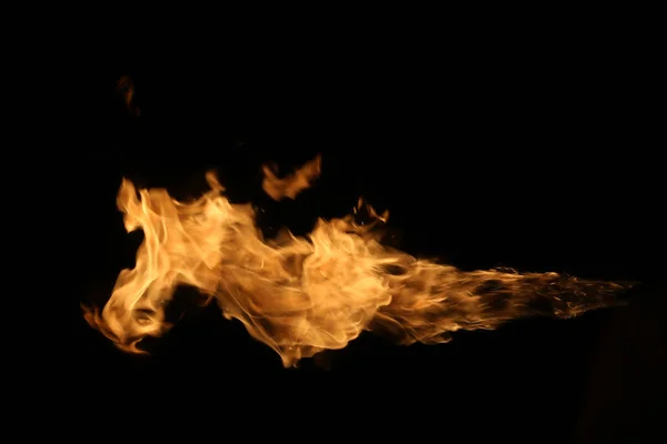 Κοντινά Πλάνα Από Φλόγες Φωτιάς Μαύρο Φόντο — Φωτογραφία Αρχείου