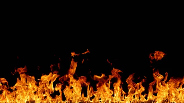 Крупный План Огня Черном Фоне — стоковое фото