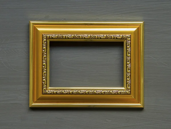 Frame Gold Placed Wooden Floor — Stock Photo, Image