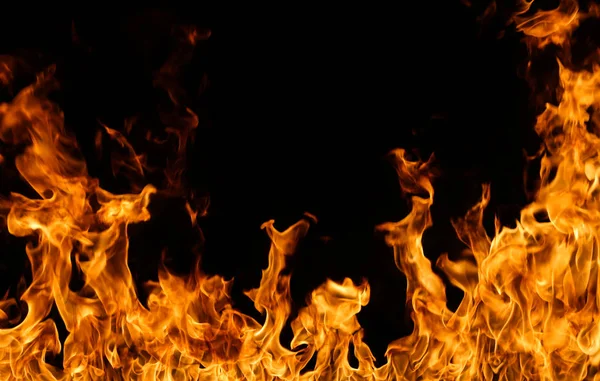 Closeup Fire Flames Black Background — Stock Photo, Image