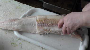 Aşçı balık morinasını temizler.