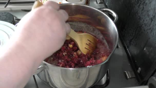 Cozinheiro Faz Engarrafamento Bagas — Vídeo de Stock