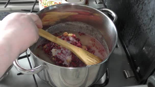 厨师用浆果做果酱 — 图库视频影像
