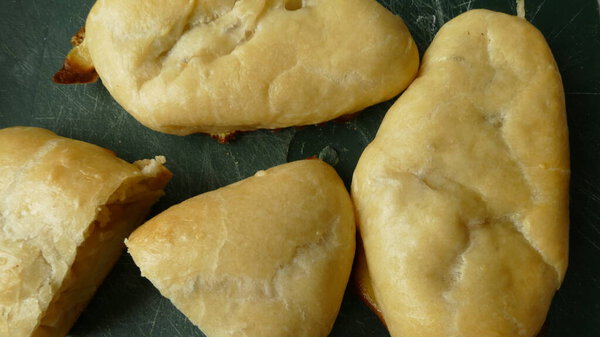 pies with cabbage close-up