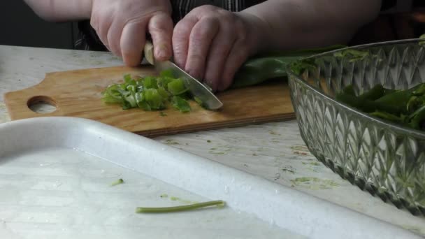 Kokkin Bereidt Groentesalade Gezond Voedsel Concept — Stockvideo