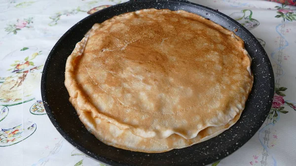 Pancakes Stacked Pan — Stock Photo, Image