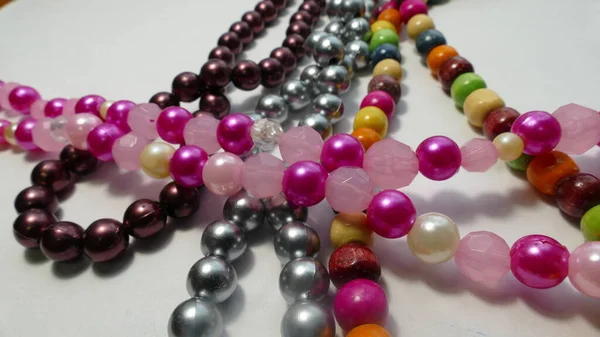 Beads Jewelry White Background — Stock Photo, Image