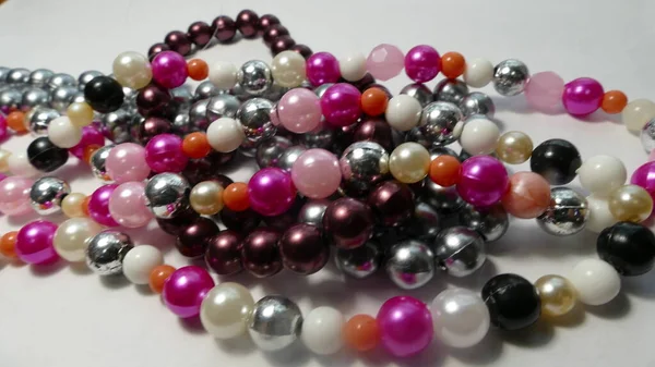 Beads Jewelry White Background — Stock Photo, Image
