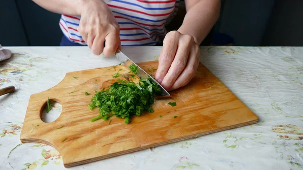 Chef Corta Verdura Concepto Ensalada Alimentos Saludables — Foto de Stock